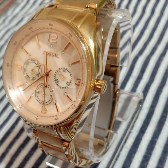 Fossil BQ 1681 Rose Gold stainless swarovski crystal prism dial watch - Picture 5 of 12